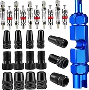 Sosoport 26pcs Valve Core Adapter Set Bike Tire Stem Repair Tool American French Core Universal Fitment