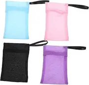 BATHVEVE 4Pcs Soap Pouches Portable Soap Sleeves for Bar Soap Vibrant Colors Quick Drying Scrubber Bags for Bath Shower Multi Functional Soap Storage