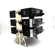 CB Ham Mobile Desktop Radio Stand Set, Tower style, holds 3 radios equal size