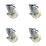 4 Inch SS Nylon Wheel Swivel Top Plate Caster Set with Brake Service Caster