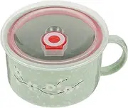 Unique Soup Mug Container Coffee Tea Soup Bowls,Microwavable Ceramic Noodle Bowl with Handle Soup Bowl Ramen Cereal Bowl Cup for Home Kitchen Salas Fruit Vegetable Decor Pink (Color : Green)