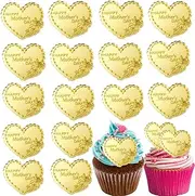 Happy Mother's Day Cupcake Toppers Acrylic Mirror Engraved Heart Shaped Cake Picks Cake Accessories for Happy Mother's Day Theme Women Birthday Party Cake Decorations Supplies