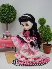 Custom Alice In Wonderland Blythe Doll Artist OOAK Dark Hair