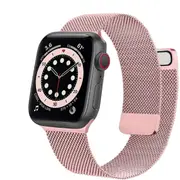 ZUSLAB Apple Watch Series 7 6 5 4 3 2 1 SE 2-Piece Style Steel Mesh Strap Band 42mm 44mm 45mm - Rose Pink