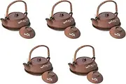 Set of 5 Matsuba Flat Earthenware Pot Setomonohonpo, 11.6 x 5 cm (240 cc) | Earthenware Bottle Mushi Made in China