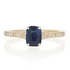Yellow Gold Sapphire & Diamond Ring - 14k Emerald Cut 1.22ctw