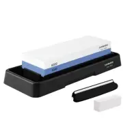 Knife Sharpening Stone Set,Whetstone Dual Sided 1000/6000 Grit Waterstone wit