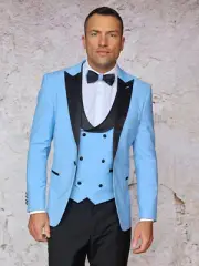 NWT 40R SKY BLUE MENS SUIT, TAILOR FIT, 2 SIDE VENT, FLAT FRONT PANTS,