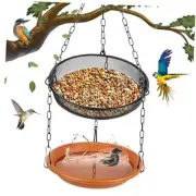 Hanging Bird Bath Hanging Bird-Feeder-Tray - Platform Metal Mesh Seed Tray for