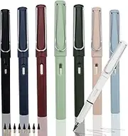 HTDYK 8pcs Infinity Pencil, Cute Everlasting Inkless Pencil with 8pcs Replacement Nibs, Sustainable Reusable Erasable Lapiz Infinito, Infinite Pen Stationery for Kids Student Worker Writing Drawing