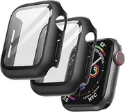 JETech Case with Screen Protector for Apple Watch SE (2022/2020) /Series 6 5 4 40mm, Overall Protective Cover, Built-in Tempered Glass Film High Sensitivity, 2 Pack (Black)