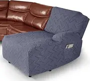 Ruaozz Sectional Couch Covers 1-Piece Oversized Chaise Couch Covers for Reclining L Shape Sofa with Pockets Washable Furniture Protector (Right Facing Chaise Cover, Grey)