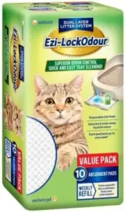 EZI-LOCKODOUR Absorbant Cat Pads 10 Pads Odour Control Disposable Weekly Refill