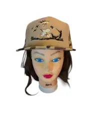 Vintage Trucker Cap Pheasant Hunting Dog SnapBack Hat Tan Camouflage Embroidered
