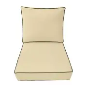 COVER ONLY-Outdoor Deep Seat Back Pillow Cover Contrast Piped Trim Medium-AD103