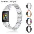 Bling Diamond Stainless Steel Watch Band Replacement Strap For Fitbit Charge 5