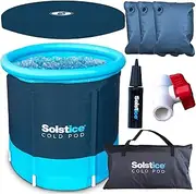 SOLSTICE Cold POD Plunge Ice Bath Tub W/ 3 Reusable Ice Bags & Large Lid for Athletes Adults | Milti-Layered Insulation for Chillers | Outdoor & Indoor | Portable Carry Bag | 84.5 Gallon Capacity