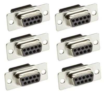 6x Pcs DB9 D-SUB 9-Pin Female Crimp Pin Type Connector Assembly Cup Socket