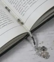 Turtle Beaded Thong Bookmark Ceramic Seed Bead Handmade Sand Silver White New
