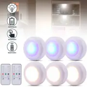 6Pcs Wireless LED Puck Lights Closet Under Cabinet Lighting With Remote Control