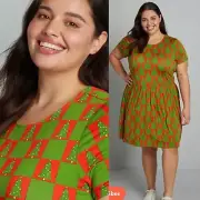 Modcloth Checked Trees Ensemble Observation Knit Dress Christmas