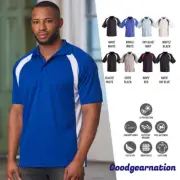 Mens Contrast POLO SHIRTS Micro Mesh Cool Dry Work Sports Club Gym Short