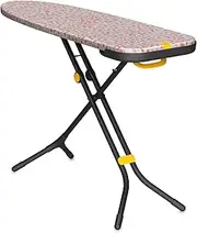 Joseph Joseph Glide Large Ironing Board 135 x 45cm with Compact Adjustable Legs and Integrated Heat Resistant Steam Iron Rest, Printed Cotton cover, Peach Blossom