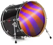 Decal Skin FITS 20" Bass Kick Drum Two Tone Waves Purple Red HEAD NOT INCLUDED