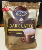 INSTANT COFFEE (34g x 12 STICK) NESCAFE GOLD 3 IN 1 DARK LATTE STRONG & INTENSE