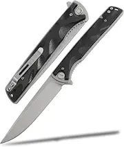 Pocket Knife with G10 Handle & D2 Steel Blade– Everyday Carry Knife for Men & Women – Indoor & Outdoor Gift-Folding 10 cm long Blade-Black Handle
