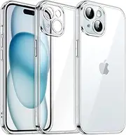 JETech Case for iPhone 15 6.1-Inch, Non-Yellowing Shockproof Phone Bumper Cover, Camera Lens Full Protection, Anti-Scratch Clear Back (Clear)
