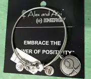 Alex and Ani PGA Tour Golf Tee Ball Charm Bracelet Bangle Silver Tone