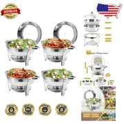 Professional 5QT Chafer Set for Events - Easy Clean Buffet Servers in 4 Pack