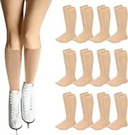 [Toulite] 12 Pairs Figure Skating Socks for Women Men Kids Ice Skating Socks Solid Color Roller Skate Socks