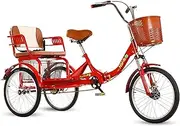 3 Wheel Bicycle Adult Tricycle with Back Seat Double 20 Inch Trikes Cruise Bike with Low Step-Through Cargo Basket for Seniors Women Men, Tricycle