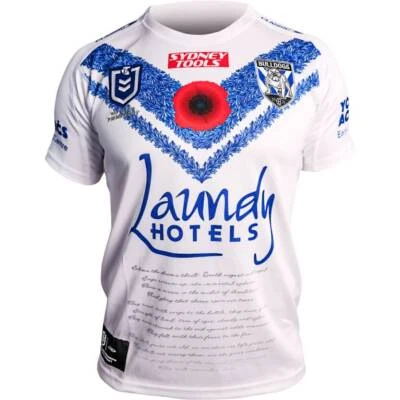 Canterbury Bulldogs Anzac Jersey S - 3XL, Ladies & Kids White NRL Classic 23