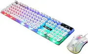 Wired Keyboard Mouse Combo Backlit Keyboard with Folding Feet Suspended Keycaps Ergonomic Mouse Breathing Light Plug N Play White White One Size