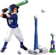 Kids T Ball Set - Baseball Toy Set w/ Automatic Launcher Batting Bat Balls BLUE