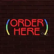 NEW "ORDER HERE" w/BORDER 30x12x1 INCH LED FLEX WINDOW/WALL INDOOR SIGN 30862