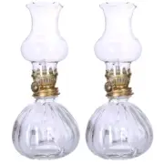 2 Pcs Oil Lamp Lantern Rustic Kerosene Glass Pumpkin Office