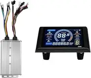 Lyaciomn S966 Electric Bike LCD Display Meter+48V-72V/60A 18 Tube Sine Wave Controller E Scooter LCD Panel for Mountain EBike Black