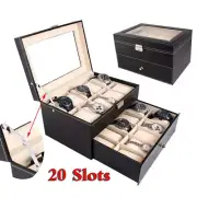 Ktaxon 6/10/12/20/24 Slot Wrist Watch Box Top Jewelry Storage Display Case Organ