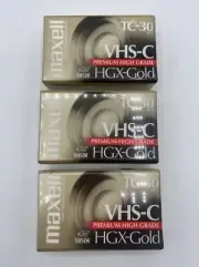3-Pack Maxell VHS-C TC-30 HGC-Gold Camcorder Video Cassette NEW Sealed
