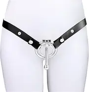 Stainless Steel Chastity Lock Penis Cage with Elastic Bondage Chastity Belt Metal Cock Ring Anti-Off Belt Removable Threaded Urethral Catheter Adult Sex Toys for Men Penis Erection Control