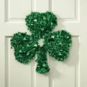 Large 18" Diameter Shimmering Shamrock Shaped St. Patrick's Day Door Wall Wreath