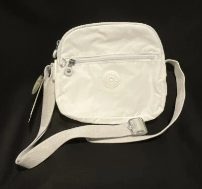 Kipling Keefe Crossbody Bag Purse Alabaster Tonal $89 White on White
