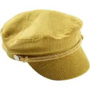Tickled Pink Mustard Corduroy Newsboy Cap