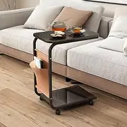Mobile Side Table with Wheels,End Tables (Black)
