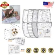 4-Pack Organic Cotton Preemie Swaddle Sack, Adjustable Sleep Blankets for Babies