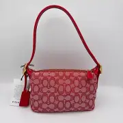 Coach Demi Signature Jacquard Shoulder Bag Purse Handbag Retro Mini Y2K Red NEW